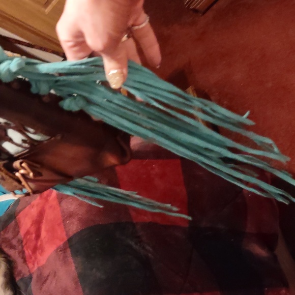 Custom made cow leather fringe bag. - Picture 8 of 16